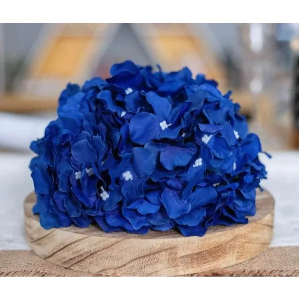 10 pack Royal Blue Silk Hydrangea Flower with Stems Wedding Home Bouquet